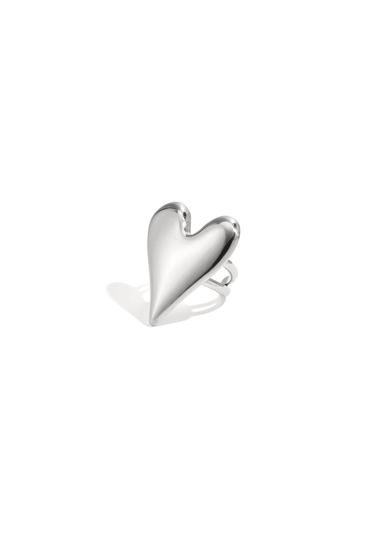 Elegant Adjustable Heart Statement Ring - Silver & Gold