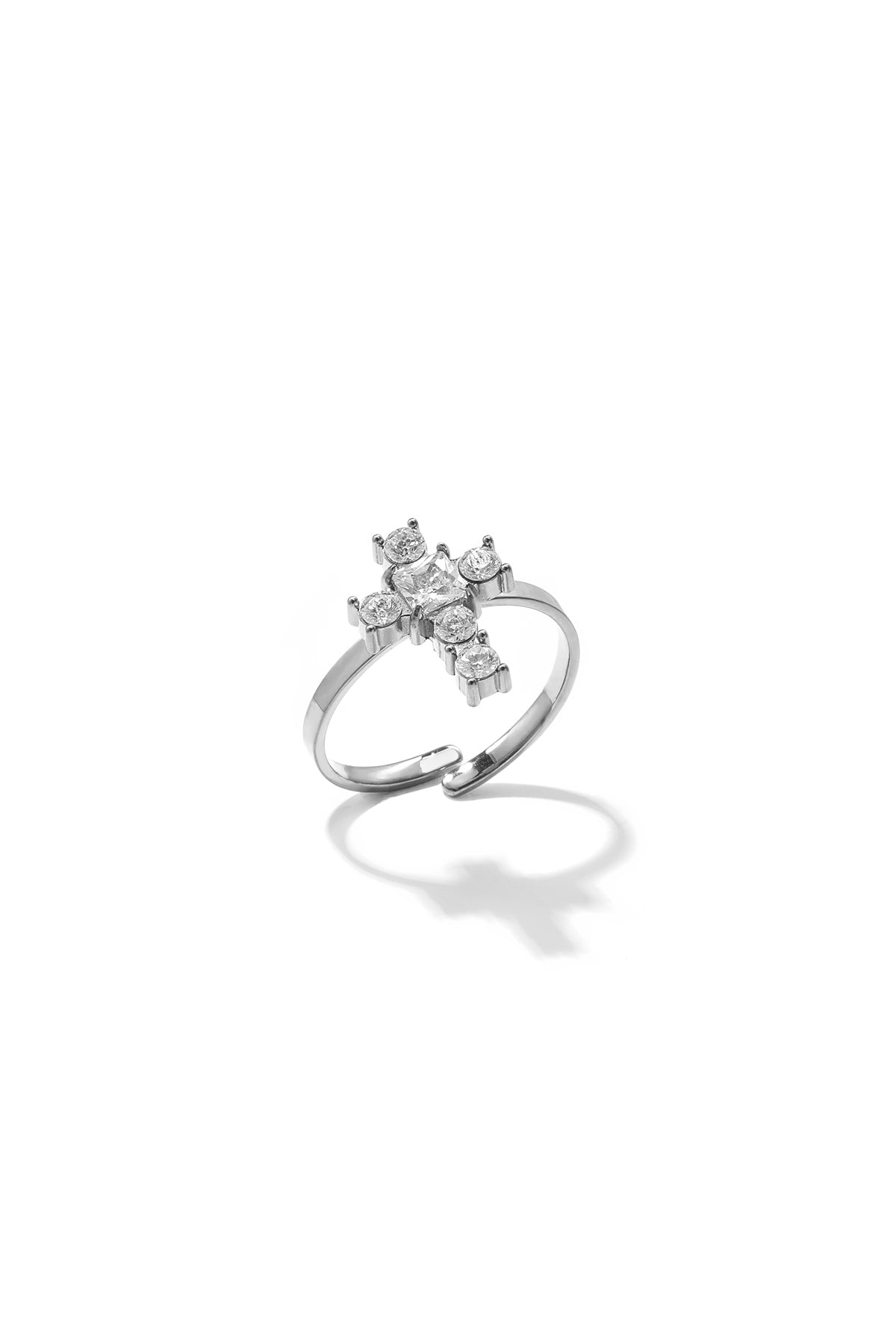 Anillos minimalistas de acero inoxidable con cruz