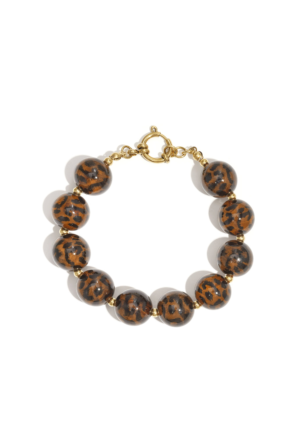 Pulseras de cuentas acrílicas con estampado de leopardo, serie informal y sencilla para uso diario, joyería para mujer-16mm
